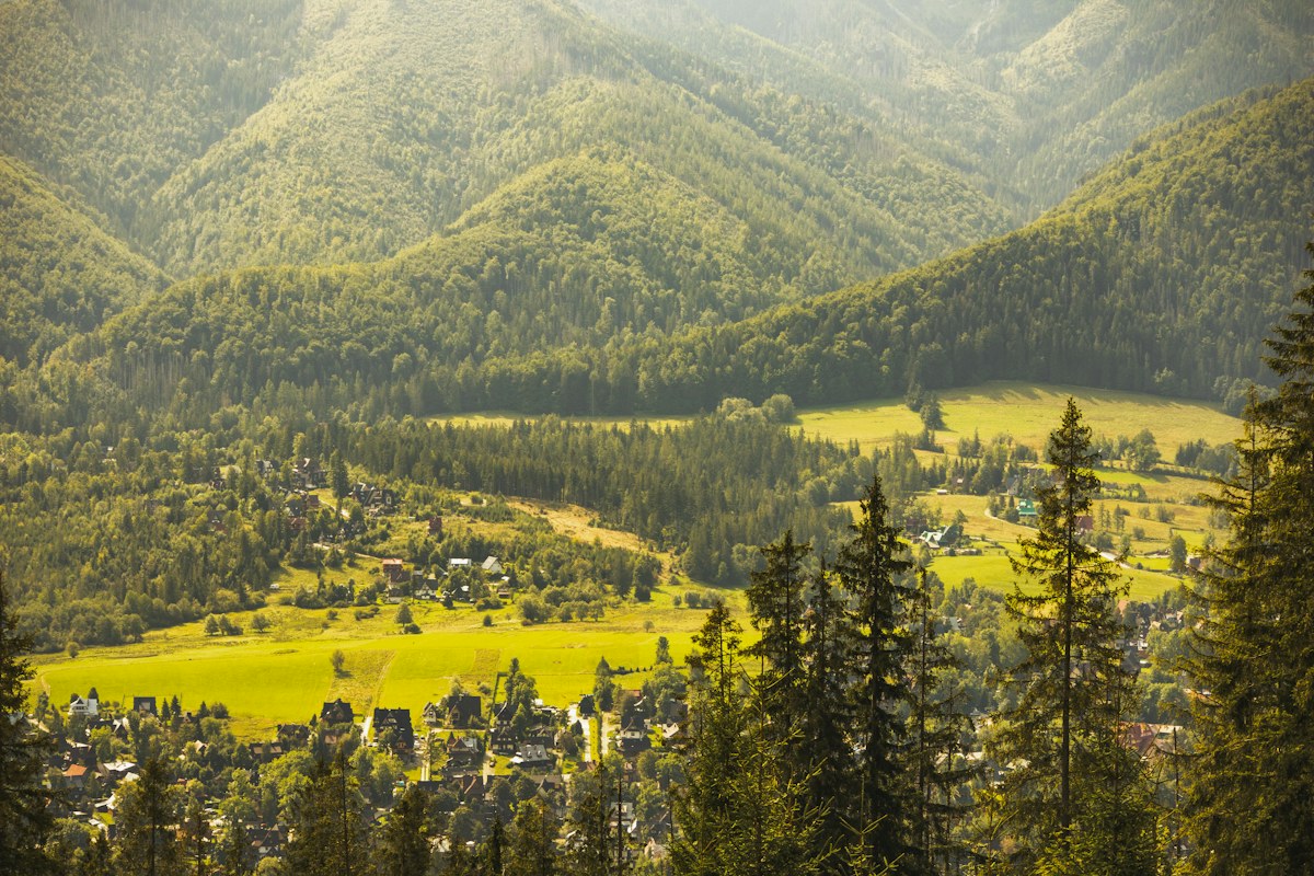 A panorama of Zakopane and the Tatra Mountains