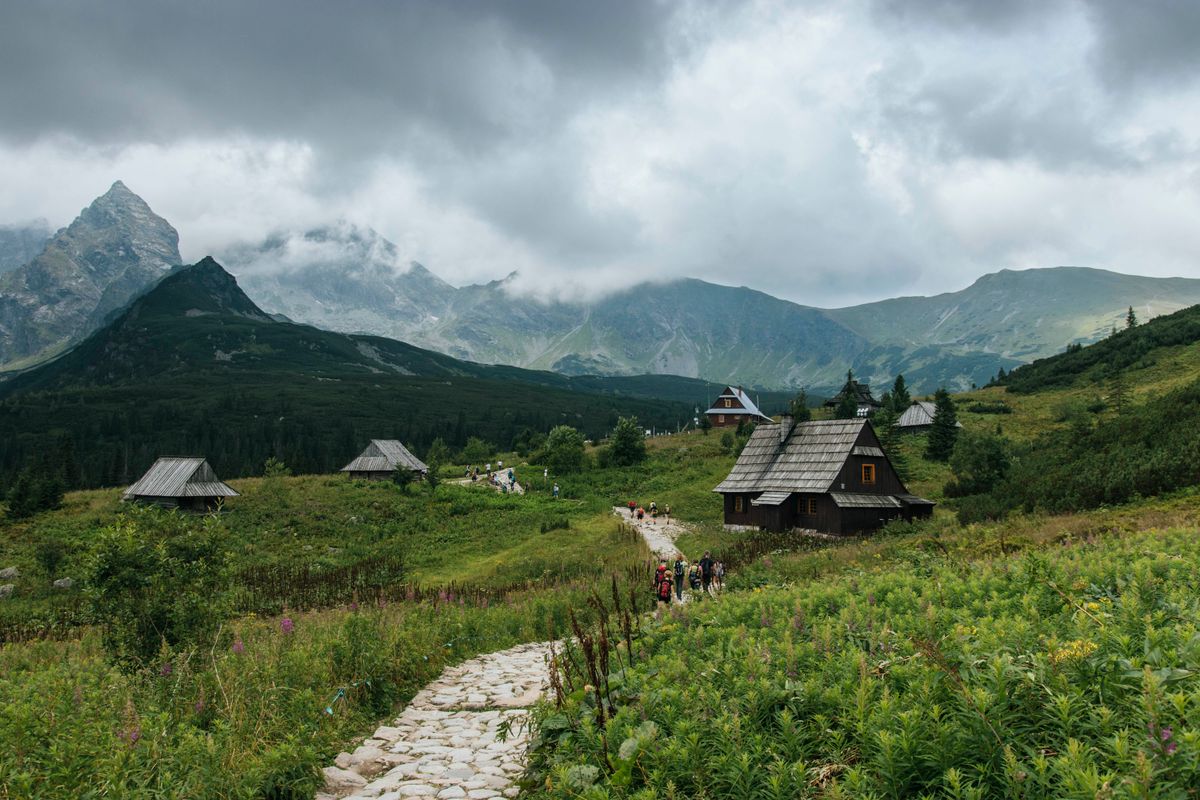 Wooden shepherd huts at Hala Gąsienicowa in the Tatras